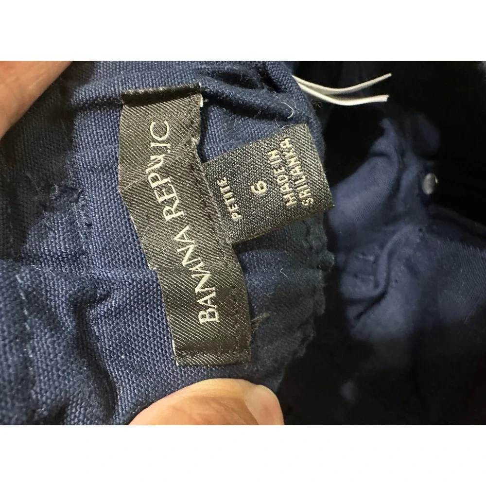 Banana Republic Petite Navy Blue‎ Paperbag Pant High Rise Cotton Linen 6P 862597